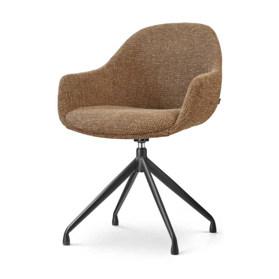 Nola-Mae draaibare eetkamerstoel bruin blend - zwart onderstel afbeelding 1