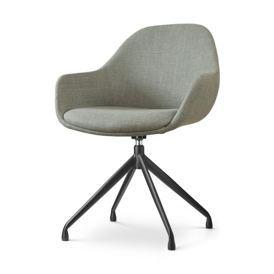 Nola-Mae draaibare eetkamerstoel saliegroen - zwart onderstel afbeelding 1