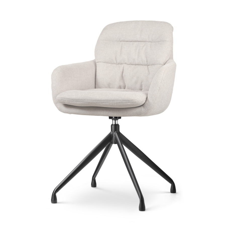 Nola-Mia draaibare eetkamerstoel beige - zwart onderstel afbeelding 1