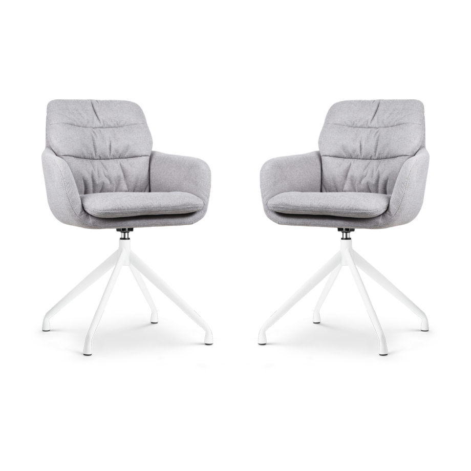 Nola-Mia draaibare eetkamerstoel grijs  - wit onderstel - set van 2 afbeelding 1