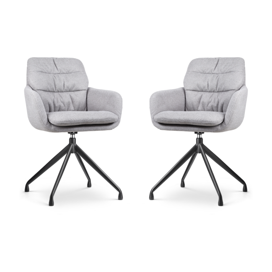 Nola-Mia draaibare eetkamerstoel grijs - zwart onderstel - set van 2 Nola-Mia draaibare eetkamerstoel grijs - zwart onderstel - set van 2 afbeelding 1