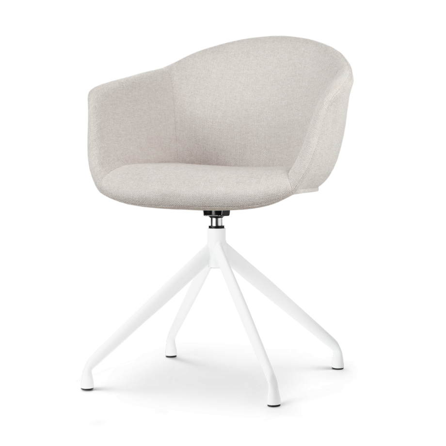 Nola-Otis draaibare eetkamerstoel beige - wit onderstel afbeelding 1