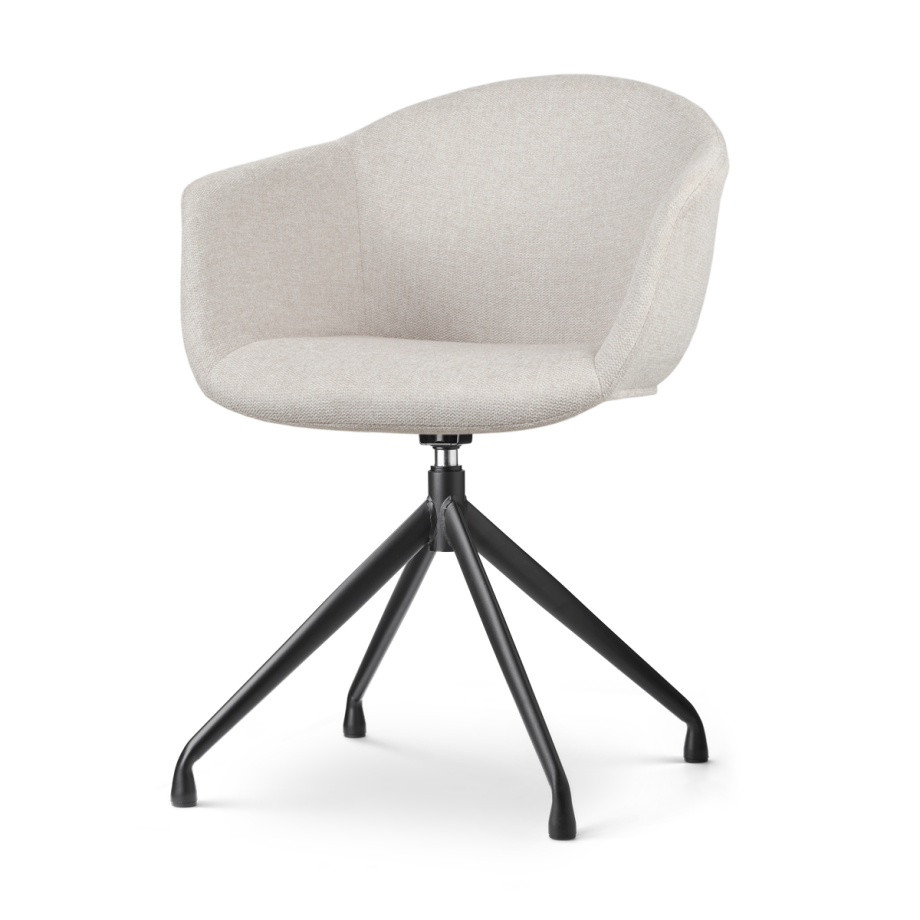 Nola-Otis draaibare eetkamerstoel beige - zwart onderstel afbeelding 1