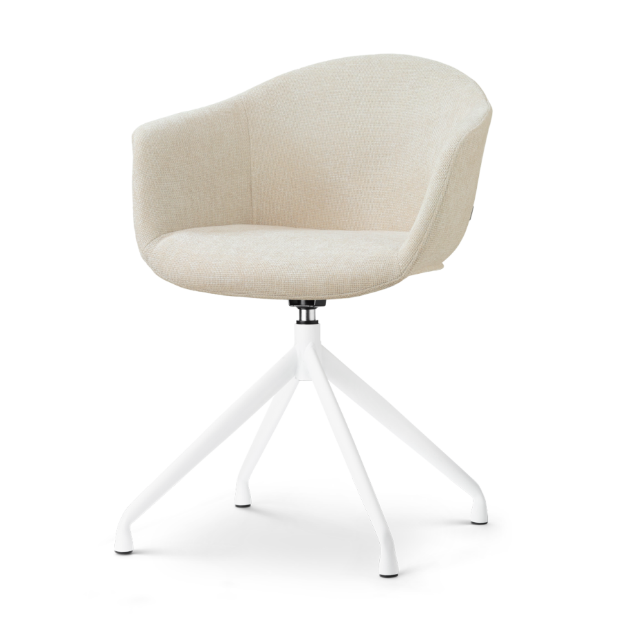 Nola-Otis draaibare eetkamerstoel cottonbeige - wit onderstel Nola-Otis draaibare eetkamerstoel cottonbeige - wit onderstel afbeelding 1