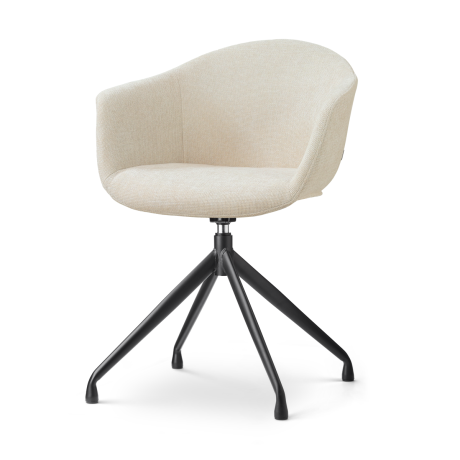 Nola-Otis draaibare eetkamerstoel cottonbeige - zwart onderstel Nola-Otis draaibare eetkamerstoel cottonbeige - zwart onderstel afbeelding 1