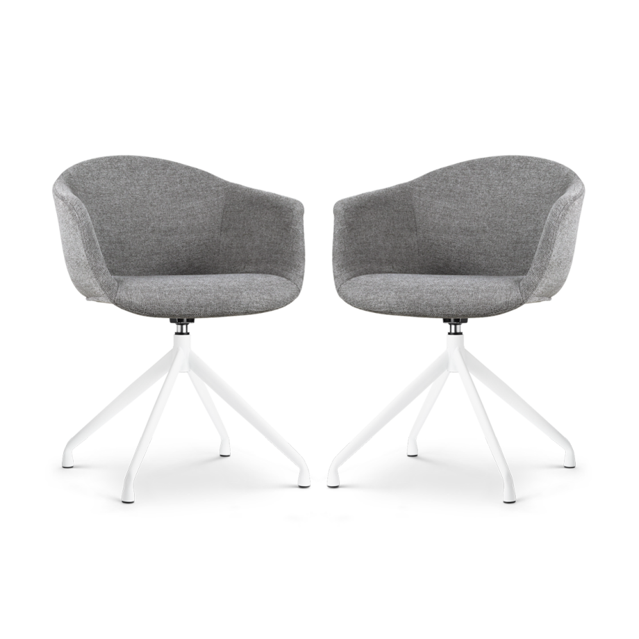 Nola-Otis draaibare eetkamerstoel donkergrijs - wit onderstel - set van 2 afbeelding 1