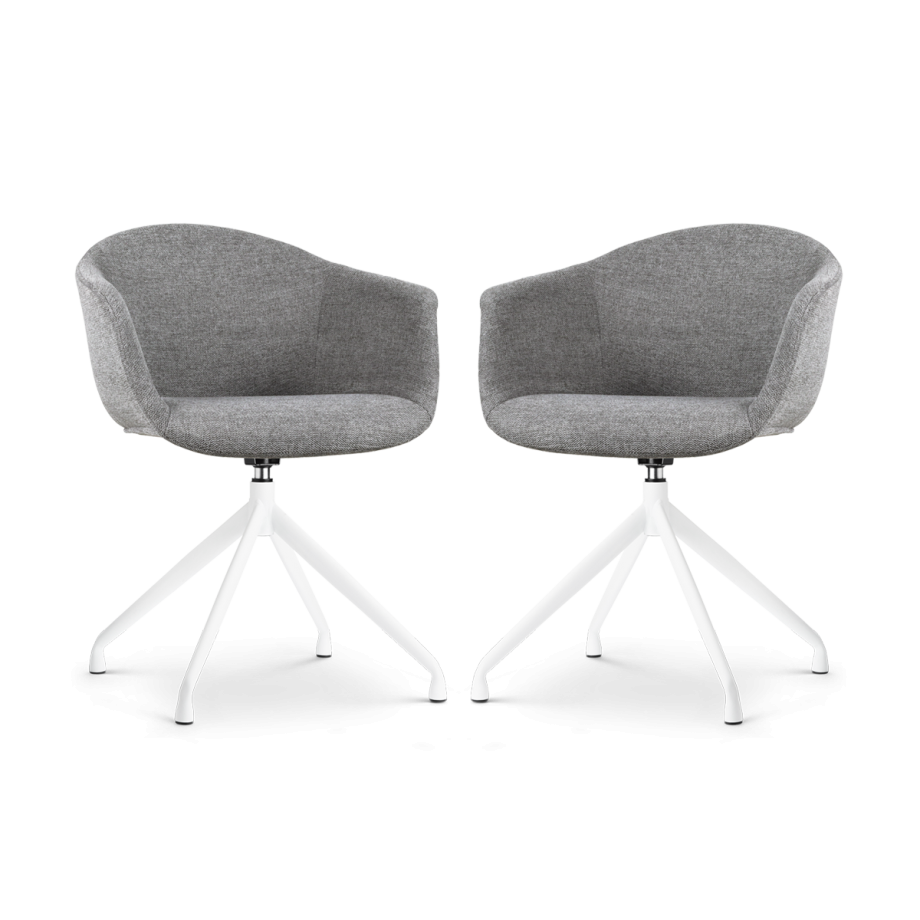Nola-Otis draaibare eetkamerstoel donkergrijs - wit onderstel - set van 2 afbeelding 1