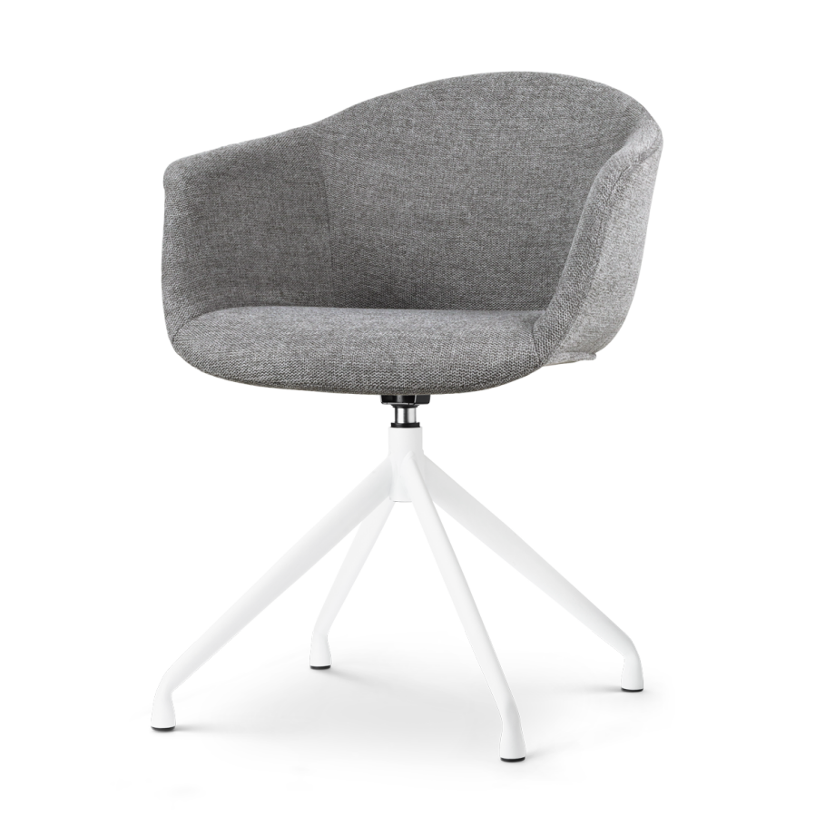 Nola-Otis draaibare eetkamerstoel donkergrijs - wit onderstel afbeelding 1