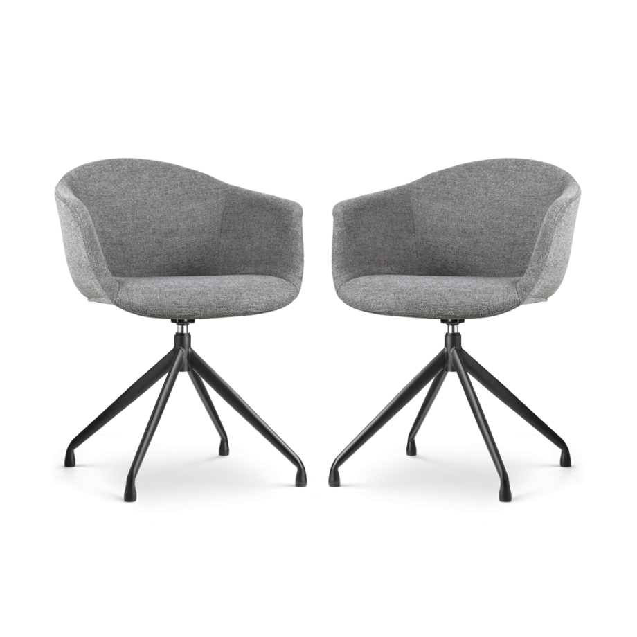 Nola-Otis draaibare eetkamerstoel donkergrijs - zwart onderstel - set van 2 afbeelding 1