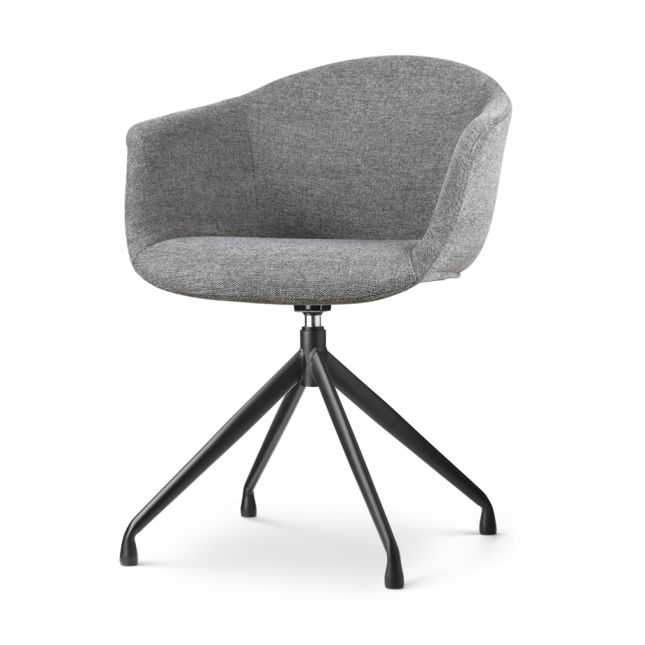 Nola-Otis draaibare eetkamerstoel donkergrijs - zwart onderstel afbeelding 1