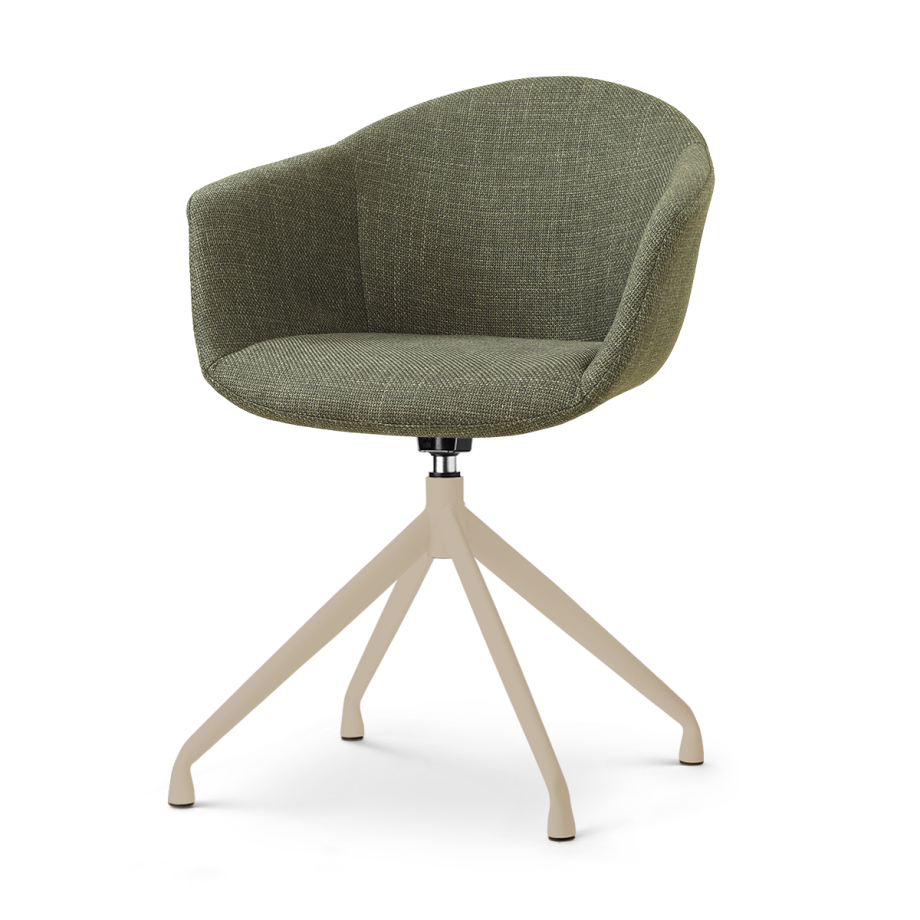 Nola-Otis draaibare eetkamerstoel forestgroen - beige onderstel Nola-Otis draaibare eetkamerstoel forestgroen - beige onderstel afbeelding 1