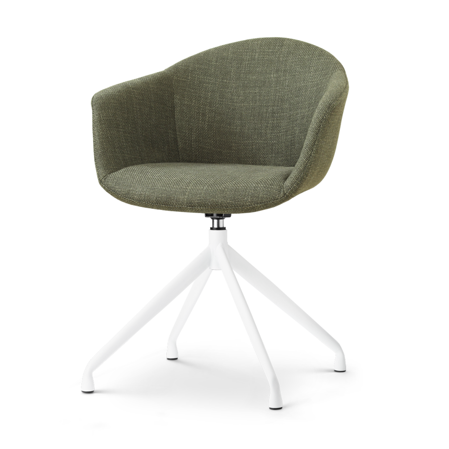 Nola-Otis draaibare eetkamerstoel forestgroen - wit onderstel Nola-Otis draaibare eetkamerstoel forestgroen - wit onderstel afbeelding 1