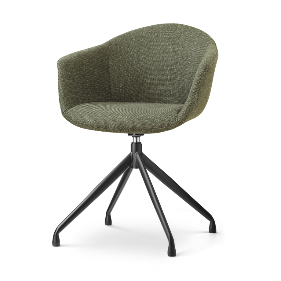 Nola-Otis draaibare eetkamerstoel forestgroen - zwart onderstel Nola-Otis draaibare eetkamerstoel forestgroen - zwart onderstel afbeelding 1