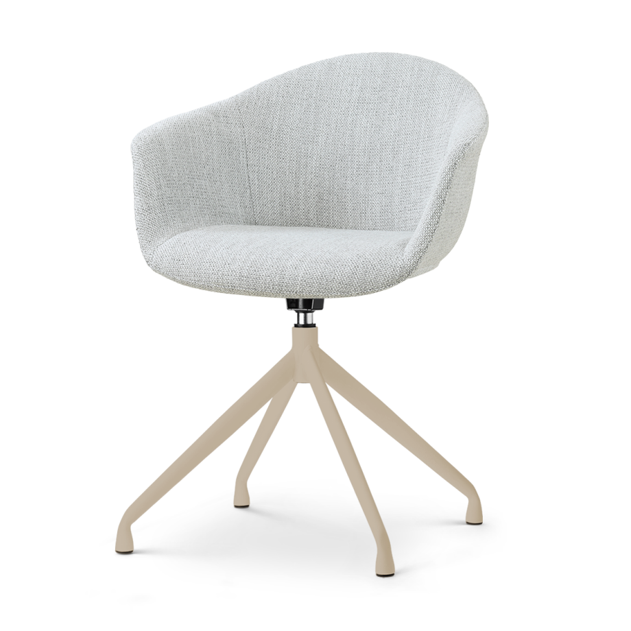 Nola-Otis draaibare eetkamerstoel grijs melange - beige onderstel Nola-Otis draaibare eetkamerstoel grijs melange - beige onderstel afbeelding 1