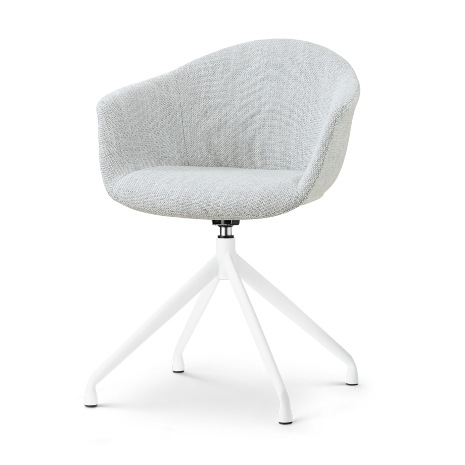 Nola-Otis draaibare eetkamerstoel grijs melange - wit onderstel Nola-Otis draaibare eetkamerstoel grijs melange - wit onderstel afbeelding 1