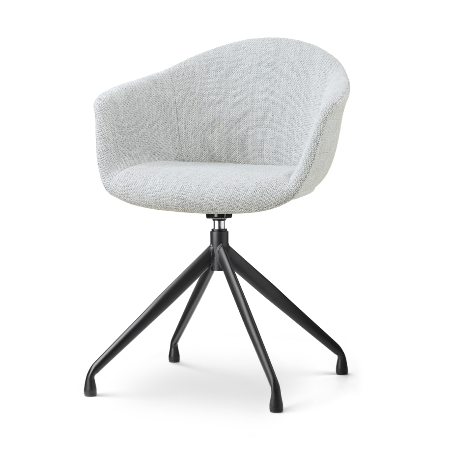 Nola-Otis draaibare eetkamerstoel grijs melange - zwart onderstel Nola-Otis draaibare eetkamerstoel grijs melange - zwart onderstel afbeelding 1