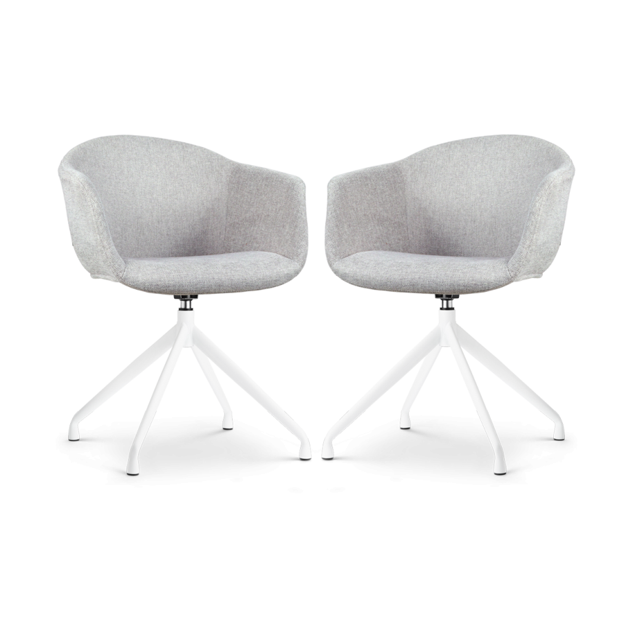 Nola-Otis draaibare eetkamerstoel lichtgrijs - wit onderstel - set van 2 afbeelding 1