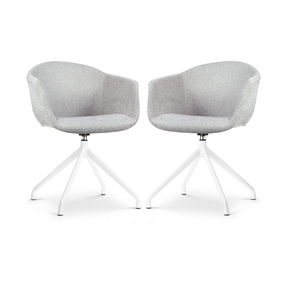 Nola-Otis draaibare eetkamerstoel lichtgrijs - wit onderstel - set van 2 afbeelding 1