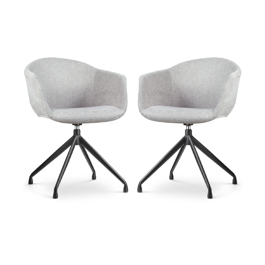 Nola-Otis draaibare eetkamerstoel lichtgrijs - zwart onderstel - set van 2 Nola-Otis draaibare eetkamerstoel lichtgrijs - zwart onderstel - set van 2 afbeelding 1