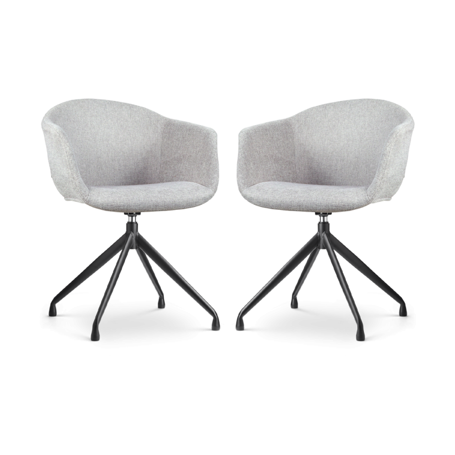 Nola-Otis draaibare eetkamerstoel lichtgrijs - zwart onderstel - set van 2 afbeelding 1