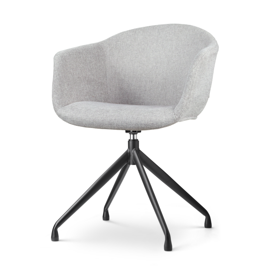 Nola-Otis draaibare eetkamerstoel lichtgrijs - zwart onderstel afbeelding 1