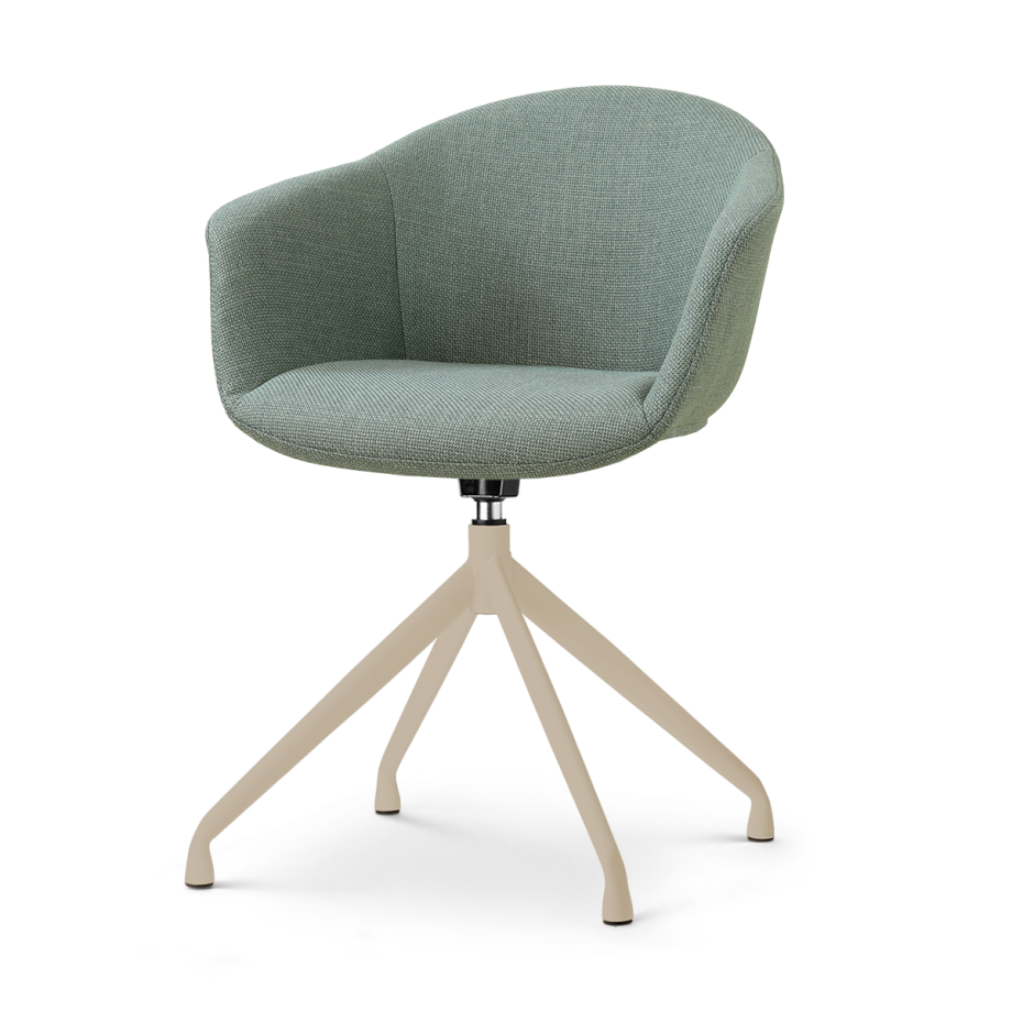Nola-Otis draaibare eetkamerstoel saliegroen - beige onderstel afbeelding 1