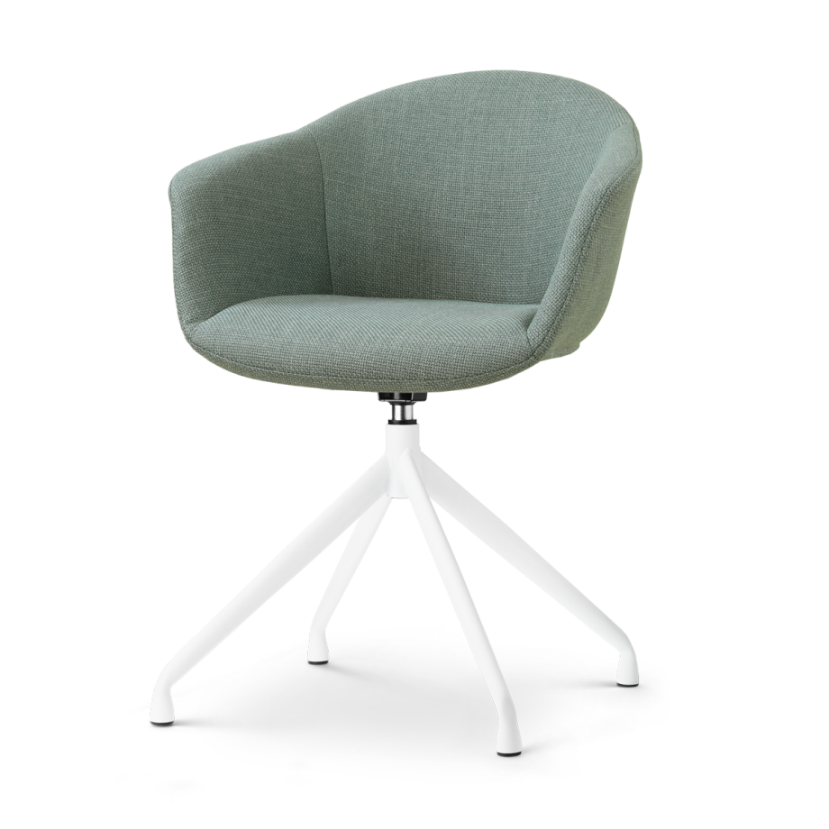 Nola-Otis draaibare eetkamerstoel saliegroen - wit onderstel afbeelding 1