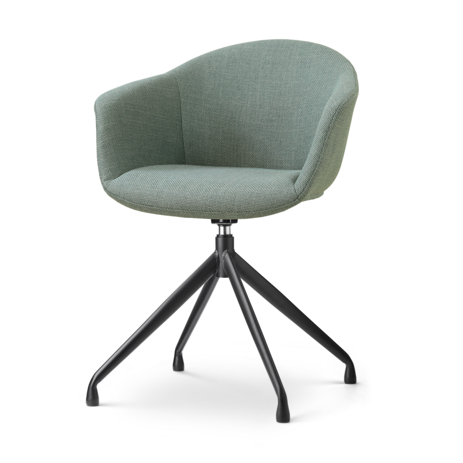 Nola-Otis draaibare eetkamerstoel saliegroen - zwart onderstel afbeelding 1