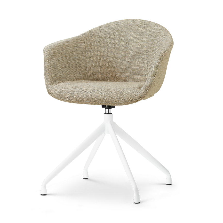 Nola-Otis draaibare eetkamerstoel taupe melange - wit onderstel Nola-Otis draaibare eetkamerstoel taupe melange - wit onderstel afbeelding 1