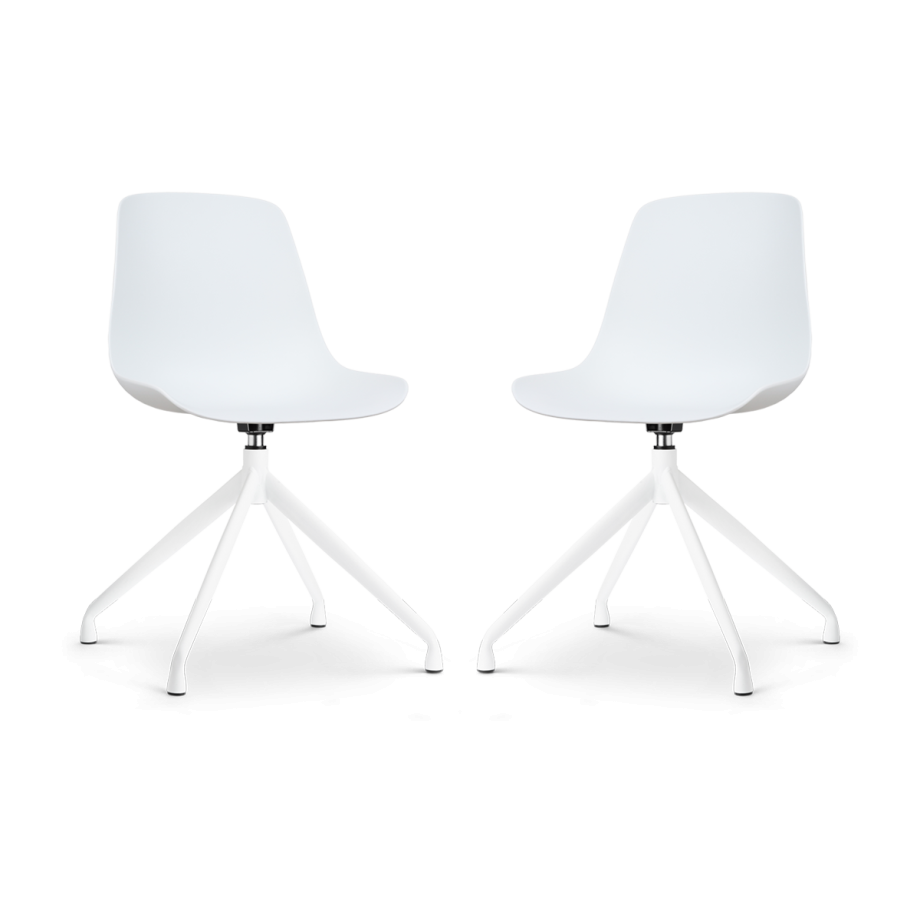 Nola-Pip draaibare eetkamerstoel wit - wit onderstel - set van 2 Nola-Pip draaibare eetkamerstoel wit - wit onderstel - set van 2 afbeelding 1