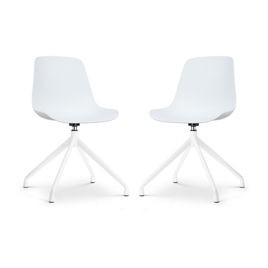 Nola-Pip draaibare eetkamerstoel wit - wit onderstel - set van 2 afbeelding 1