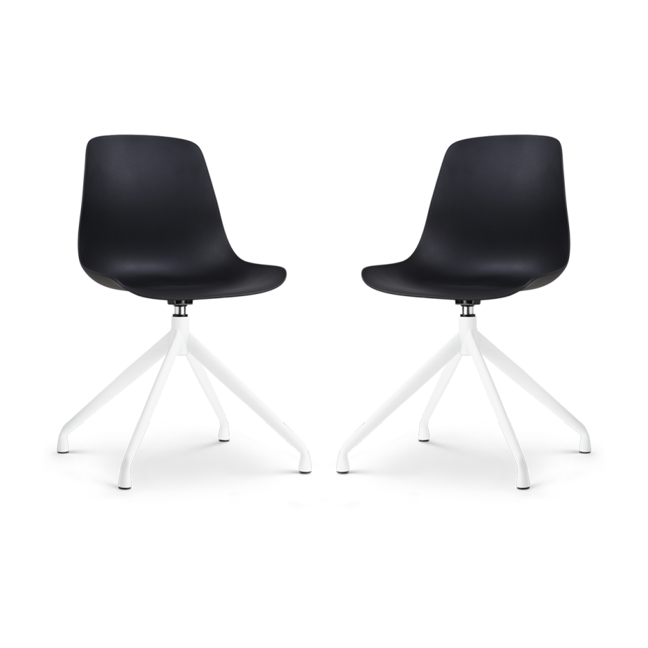 Nola-Pip draaibare eetkamerstoel zwart - wit onderstel - set van 2 afbeelding 1