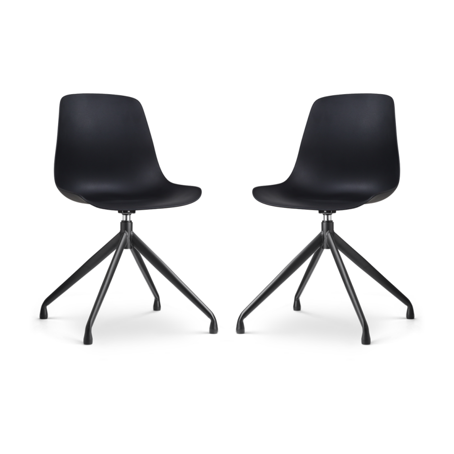 Nola-Pip draaibare eetkamerstoel zwart - zwart onderstel - set van 2 afbeelding 1
