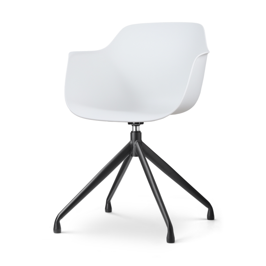 Nola-Puk draaibare eetkamerstoel wit - zwart onderstel Nola-Puk draaibare eetkamerstoel wit - zwart onderstel afbeelding 1