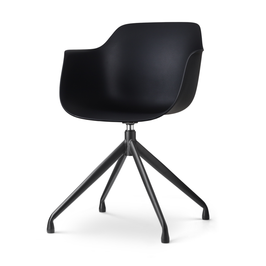 Nola-Puk draaibare eetkamerstoel zwart - zwart onderstel Nola-Puk draaibare eetkamerstoel zwart - zwart onderstel afbeelding 1