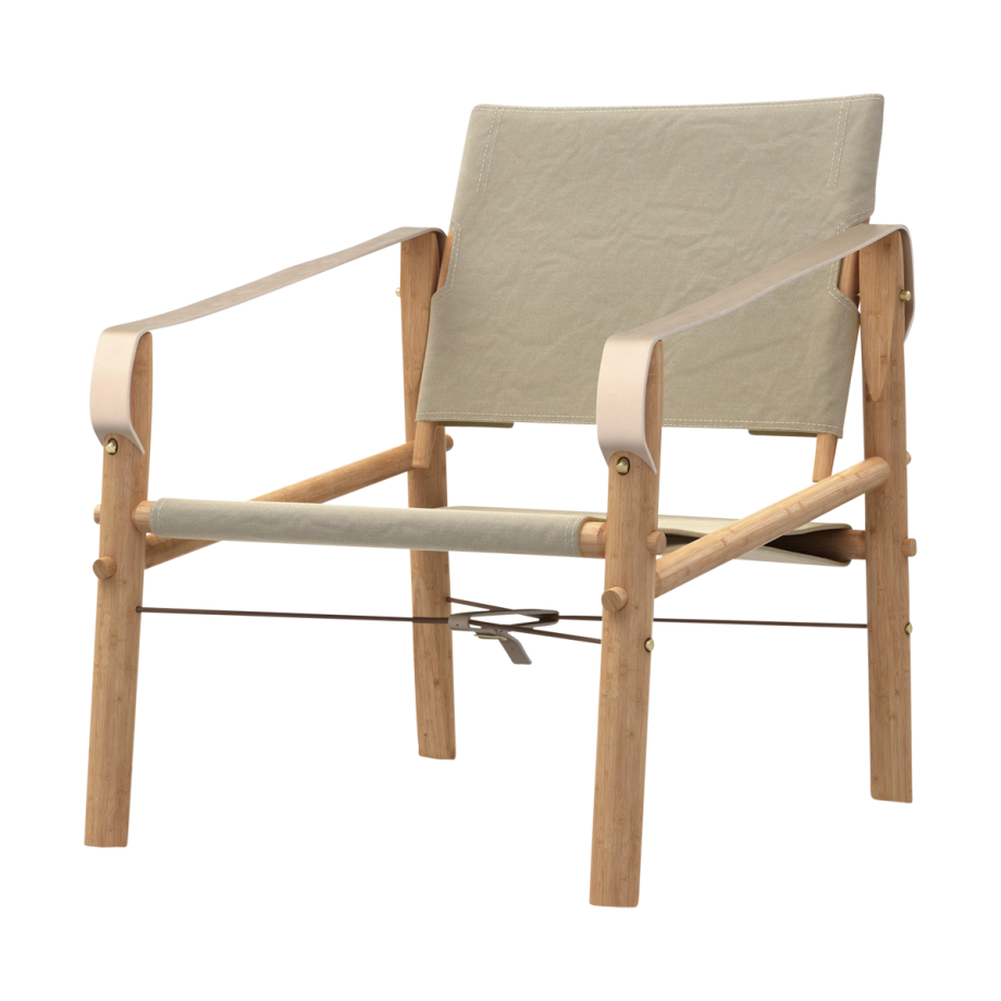 Nomad Chair - Bamboe stoel - Bekleding leer en canvas afbeelding 1