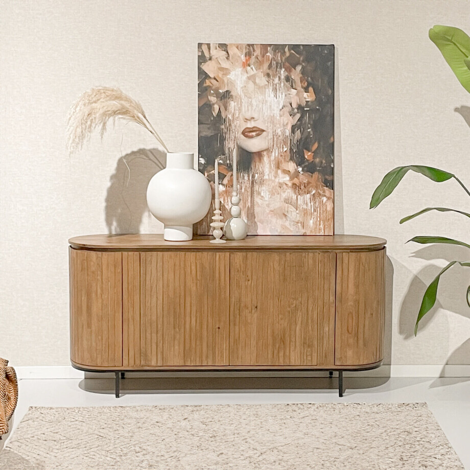 Livingfurn Dressoir 'Noor' Mangohout, 170cm, kleur Naturel Livingfurn Dressoir 'Noor' Mangohout, 170cm, kleur Naturel afbeelding 1