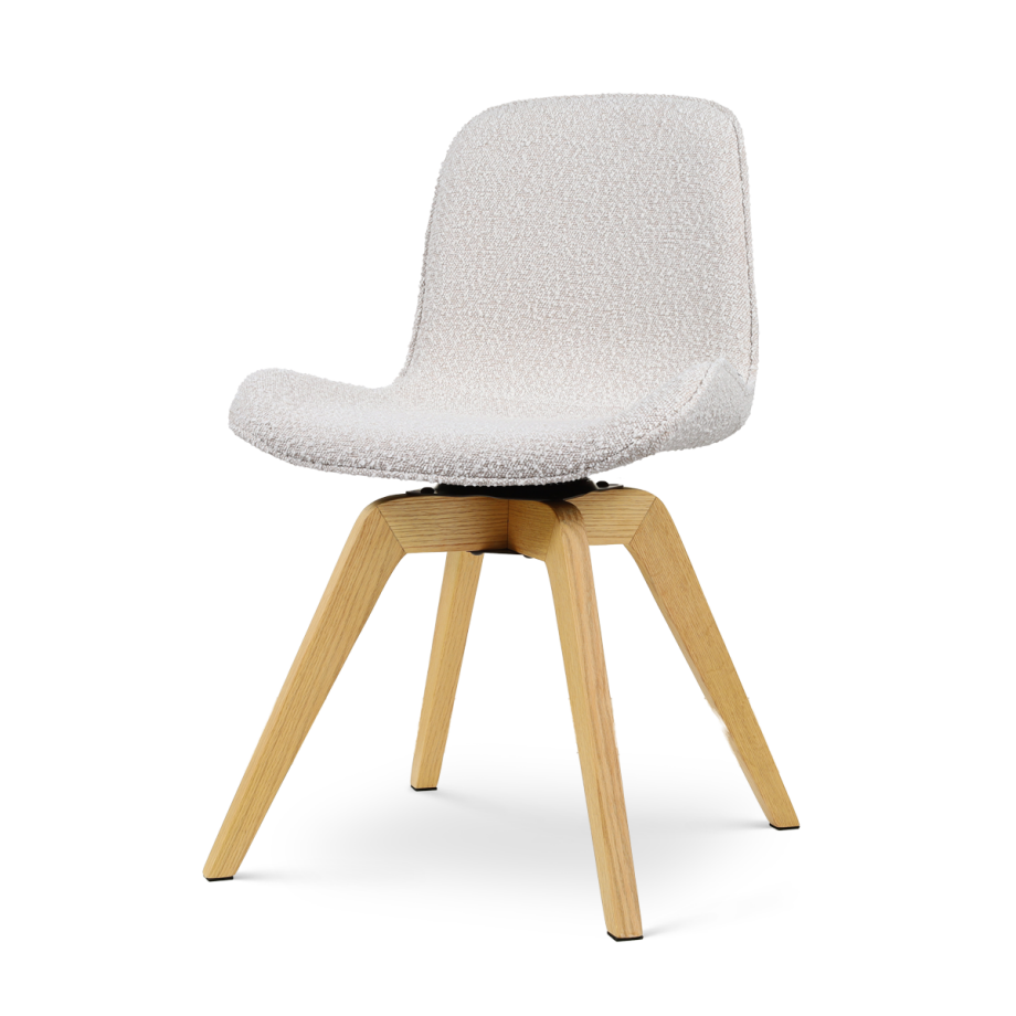 Noor-Fé draaibare eetkamerstoel bouclé beige - houten onderstel afbeelding 1