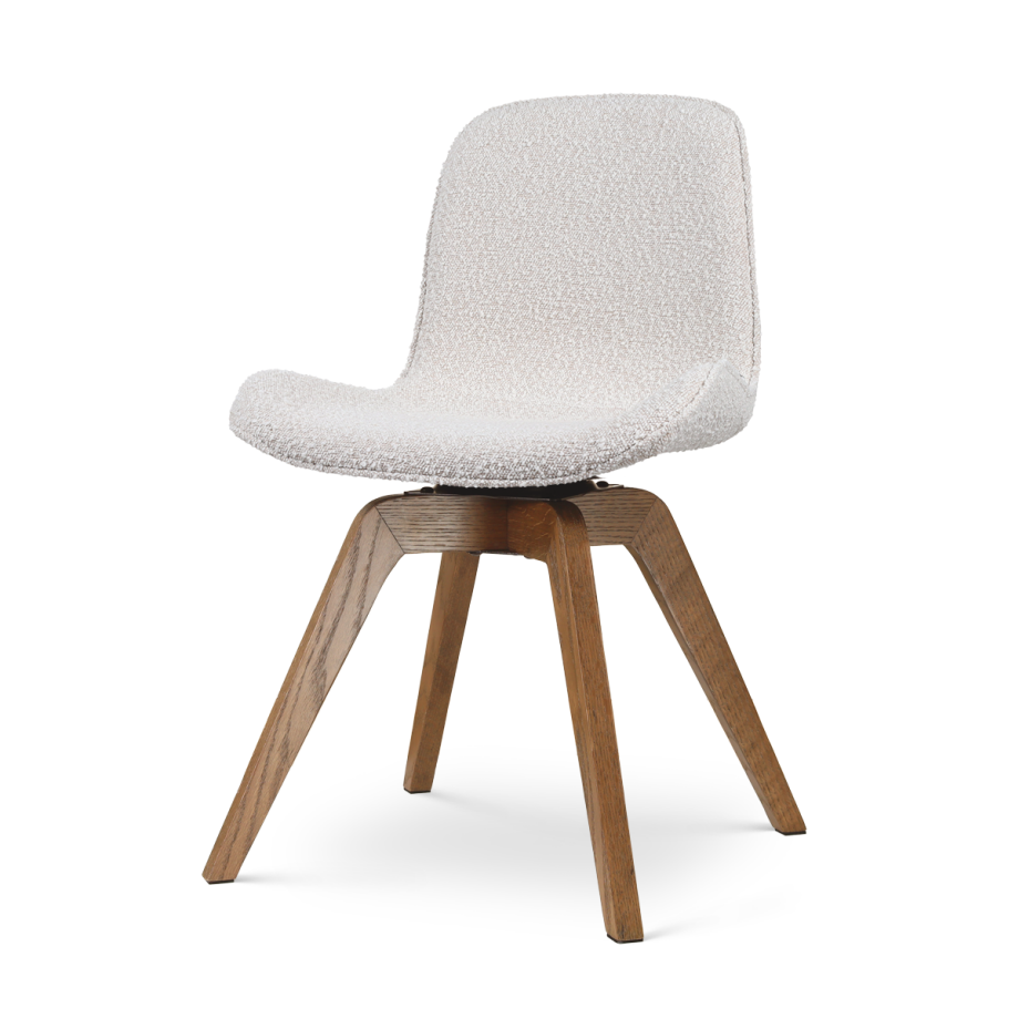 Noor-Fé draaibare eetkamerstoel bouclé beige - walnoot houten onderstel Noor-Fé draaibare eetkamerstoel bouclé beige - walnoot houten onderstel afbeelding 1
