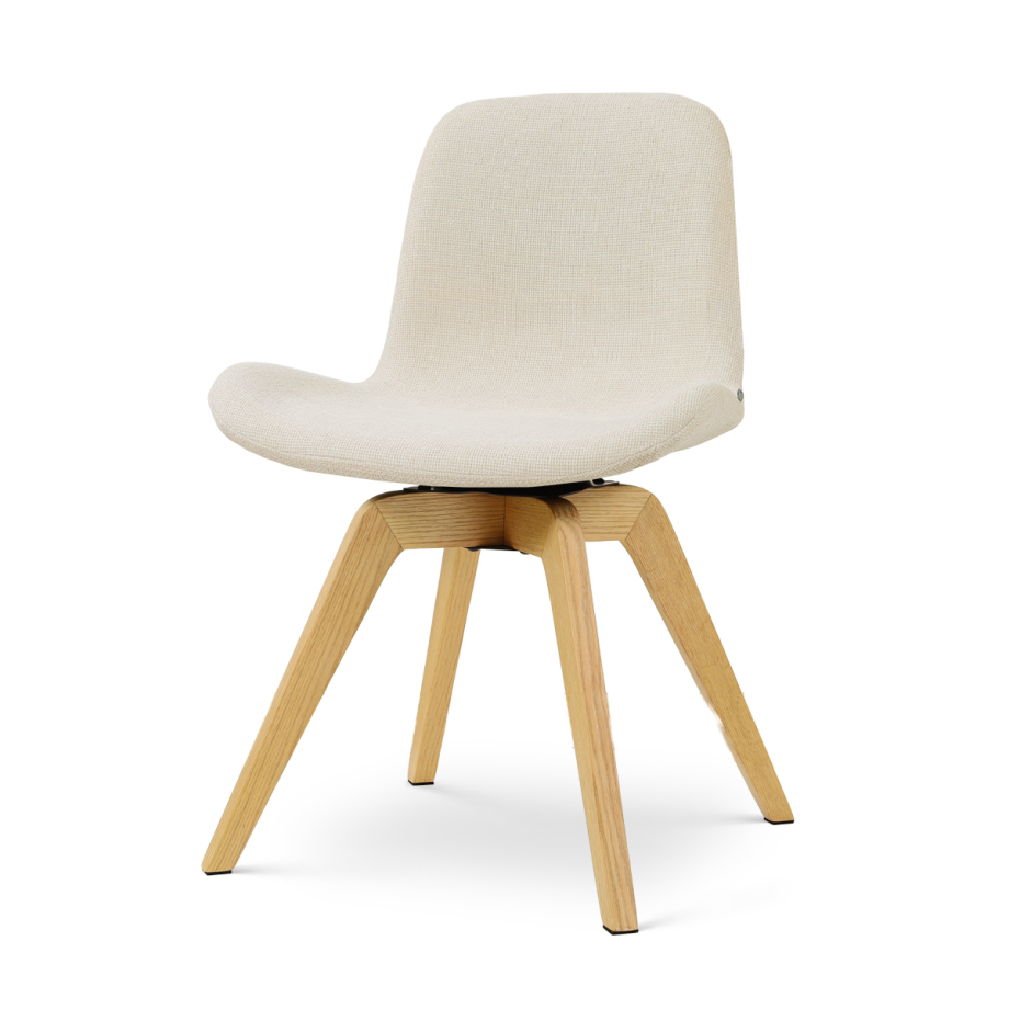 Noor-Fé draaibare eetkamerstoel cottonbeige - houten onderstel afbeelding 1