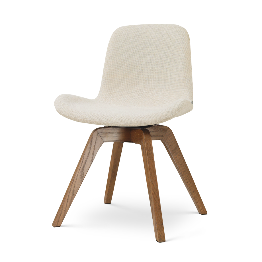 Noor-Fé draaibare eetkamerstoel cottonbeige - walnoot houten onderstel afbeelding 1