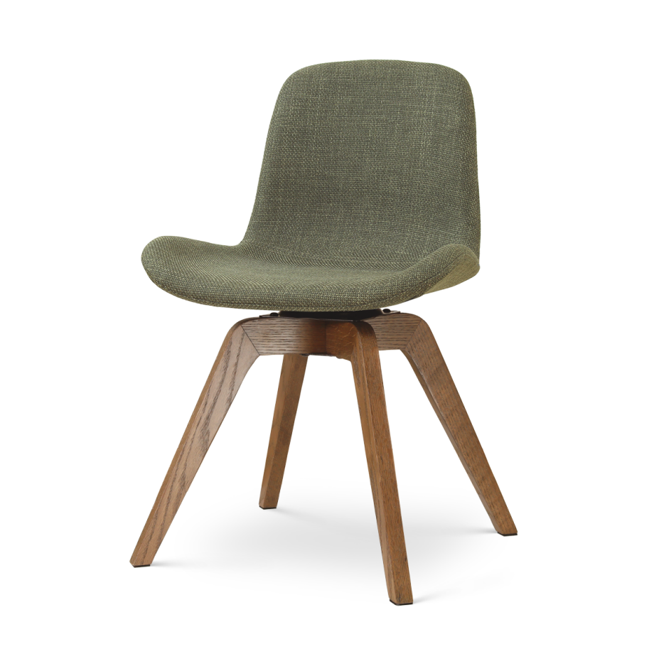 Noor-Fé draaibare eetkamerstoel forestgroen - walnoot houten onderstel Noor-Fé draaibare eetkamerstoel forestgroen - walnoot houten onderstel afbeelding 1