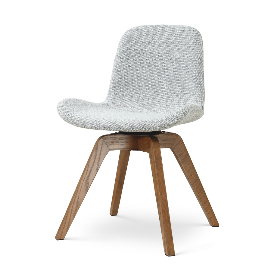 Noor-Fé draaibare eetkamerstoel grijs melange - walnoot houten onderstel Noor-Fé draaibare eetkamerstoel grijs melange - walnoot houten onderstel afbeelding 1