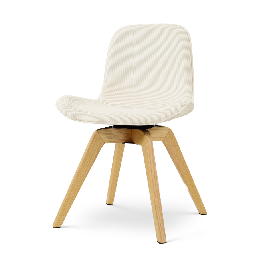 Noor-Fé draaibare eetkamerstoel rib beige - houten onderstel Noor-Fé draaibare eetkamerstoel rib beige - houten onderstel afbeelding 1