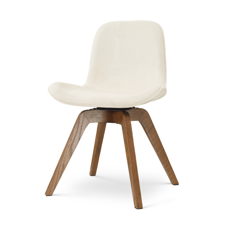 Noor-Fé draaibare eetkamerstoel rib beige - walnoot houten onderstel afbeelding 1