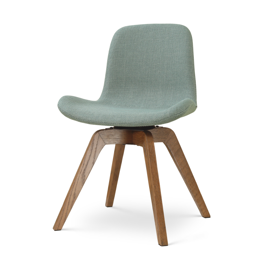 Noor-Fé draaibare eetkamerstoel saliegroen - walnoot houten onderstel afbeelding 1