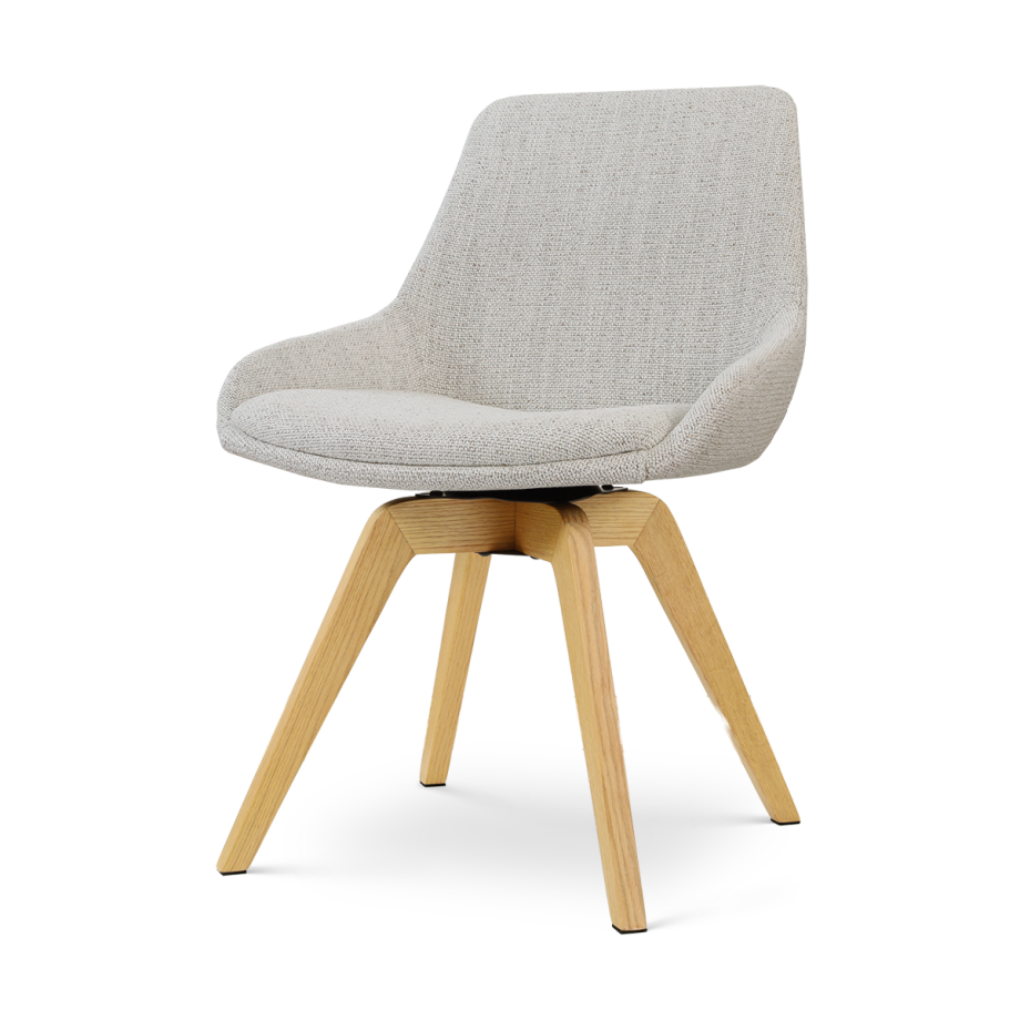 Noor-Isa draaibare eetkamerstoel beige gemêleerd - houten onderstel Noor-Isa draaibare eetkamerstoel beige gemêleerd - houten onderstel afbeelding 1