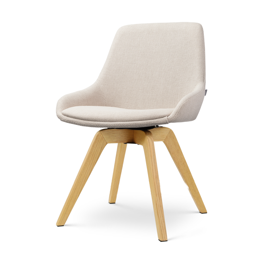 Noor-Isa draaibare eetkamerstoel beige - houten onderstel afbeelding 1
