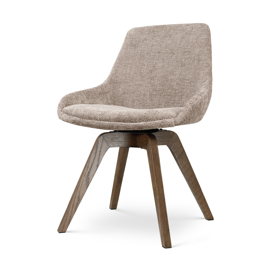 Noor-Isa draaibare eetkamerstoel bruin - walnoot houten onderstel afbeelding 1