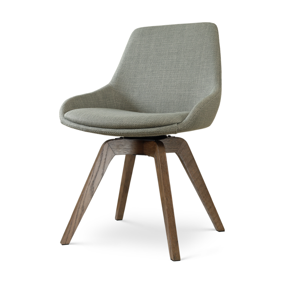 Noor-Isa draaibare eetkamerstoel saliegroen - walnoot houten onderstel afbeelding 1